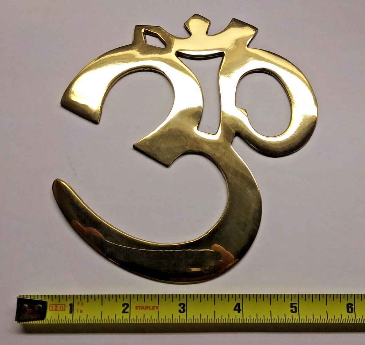 6” Brass Om Aum Symbol Wall Hanging Hindu Decor Yoga Gift
