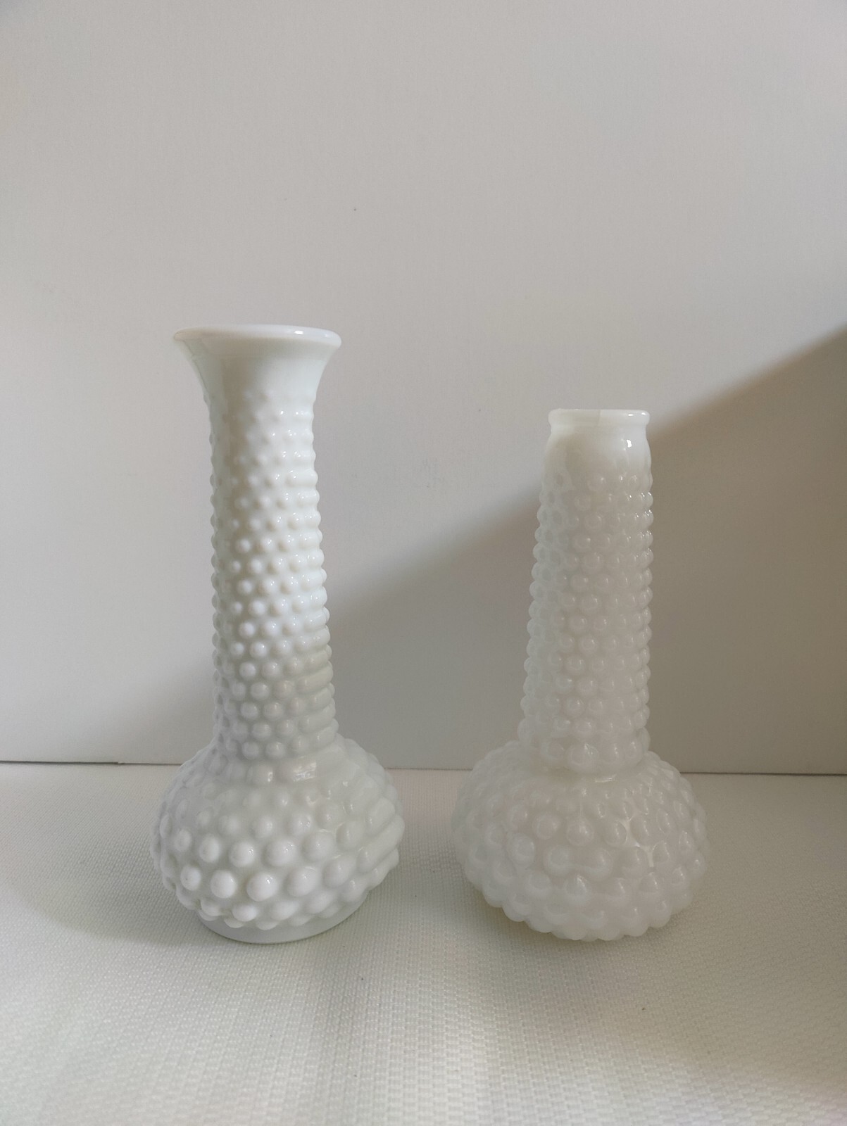 2 White Milk Glass Hobnail Bud Vase 1 E O Brody 1 Unmarked