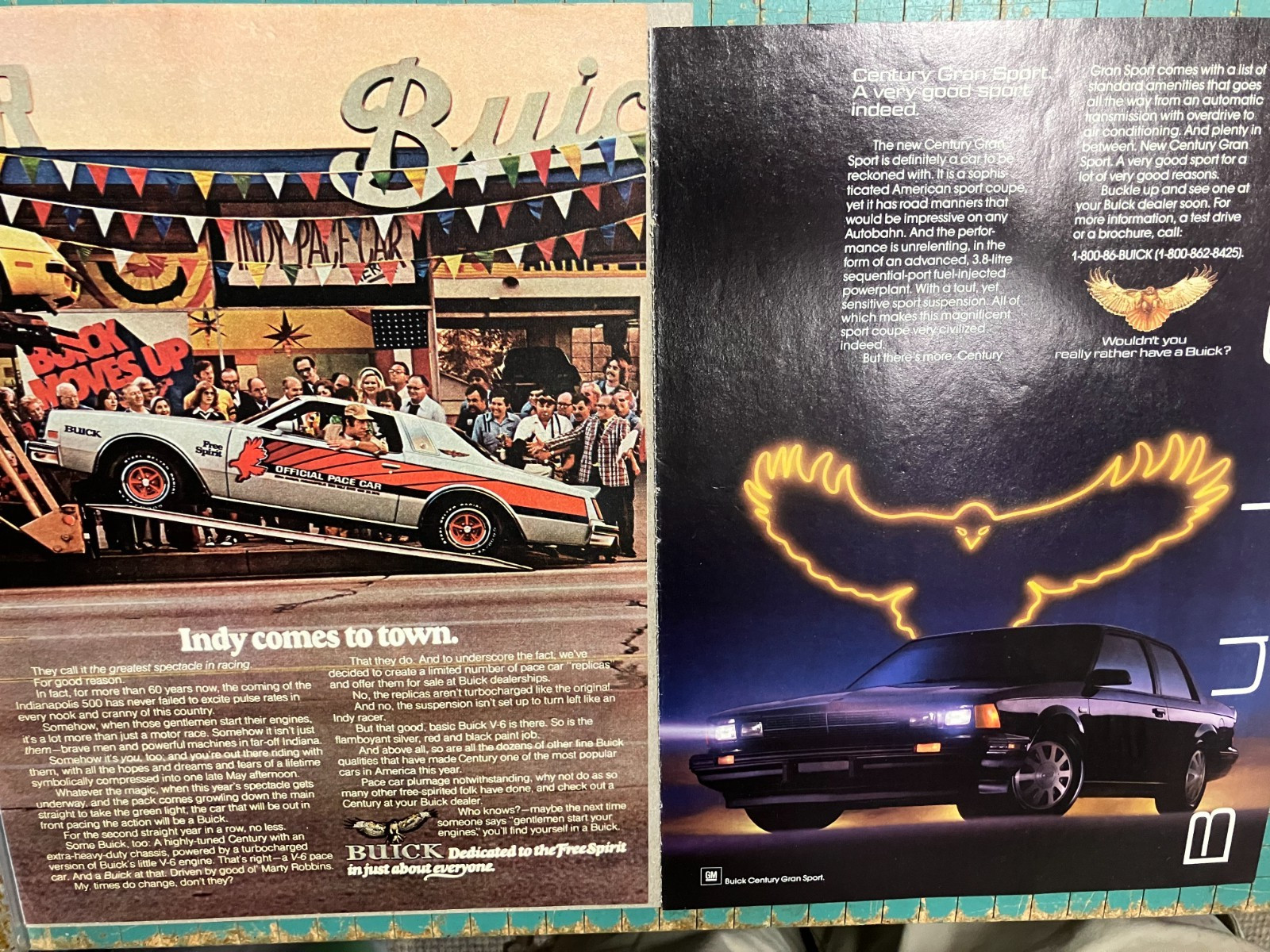 1976 Buick Century Indy Pace Carr*Original* Lot of 2 car ad c