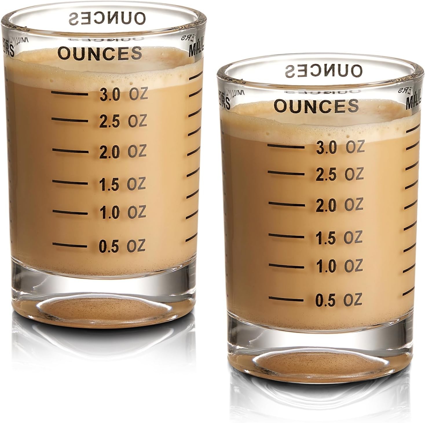 2 Pack Shot Glass Measuring Cup, 3 Ounce Heavy Base Jigger, Espresso Shot Glass