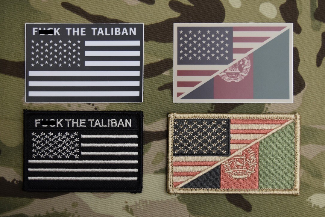 F*** THE TALIBAN – USA Afghanistan Flag Patch & Sticker Set US Army OEF Veteran