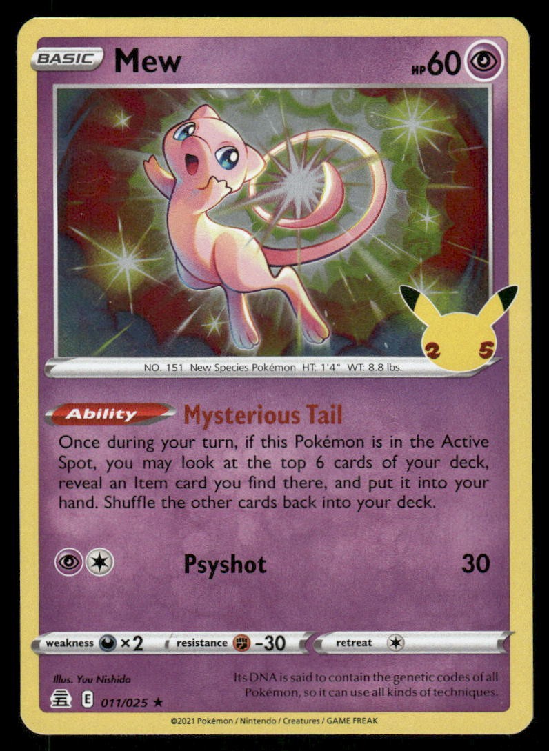 Pokemon Cards Mew 011/025 Celebrations Holo Rare MP *5