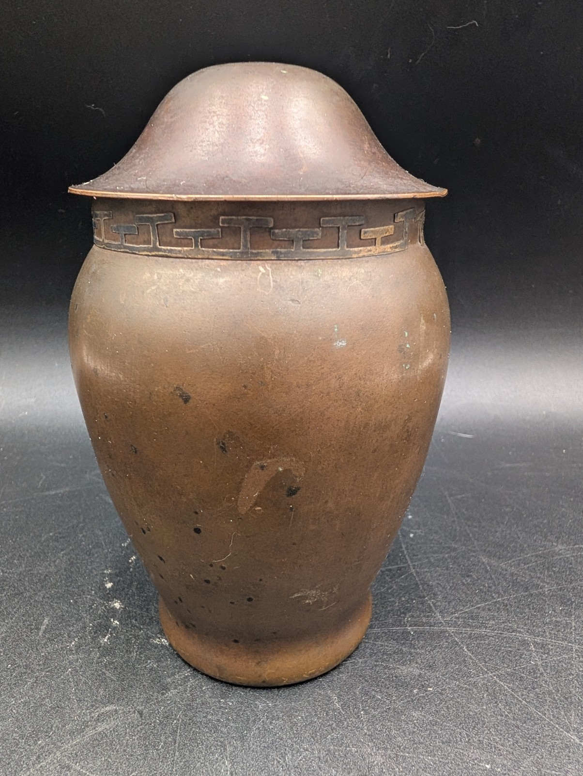 Heintz Sterling Silver on Bronze Vase Urn w Lid Antique