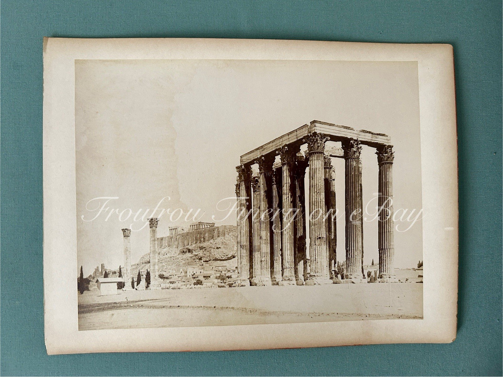 Antique 1880 Temple of Olympian Zeus Columns Athens Greece Hadrian Albumen Photo