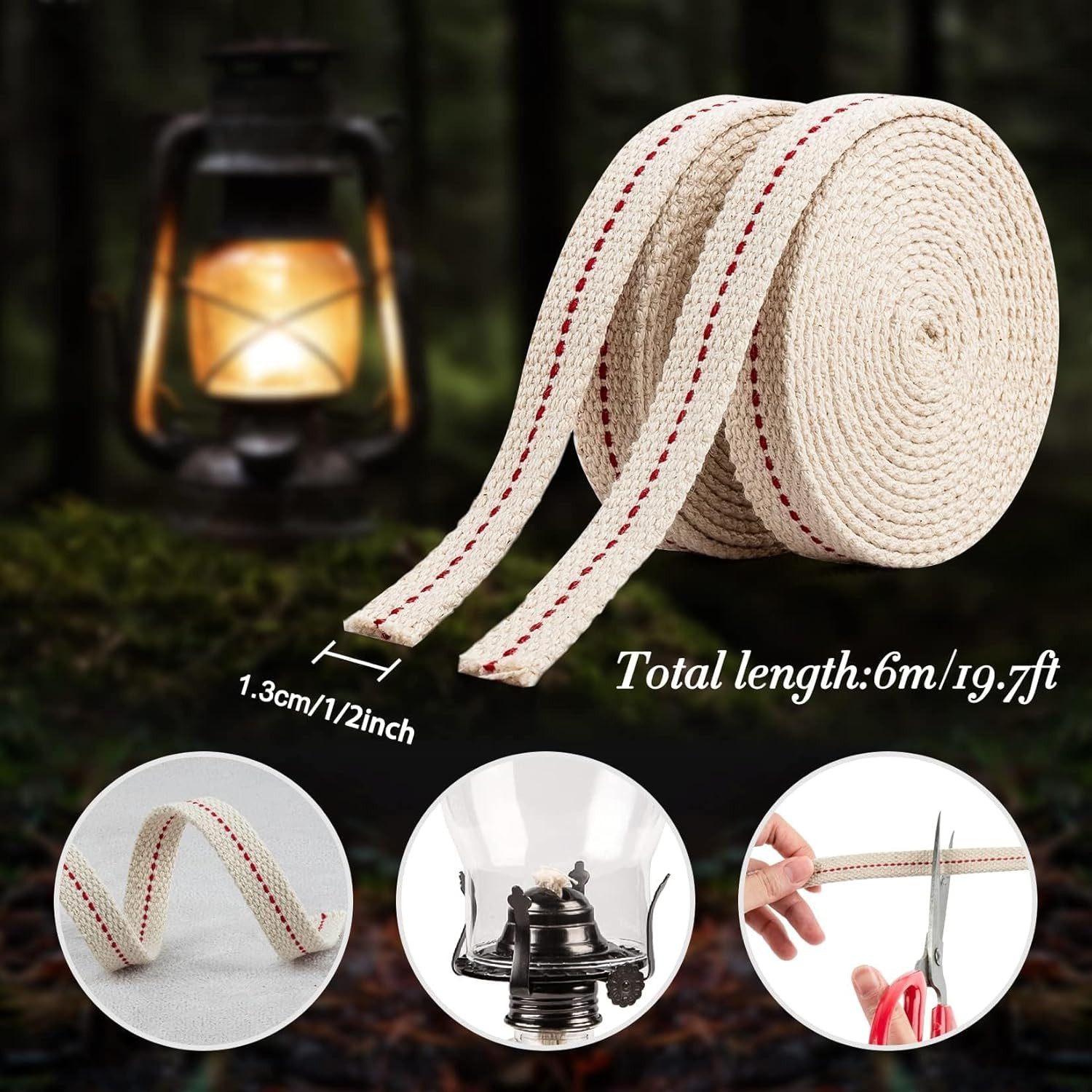 Lamp Wick Lantern Wick – Lantern Wicks 3 Rolls 1/2 Inch Flat Cotton Oil Lamp Wic