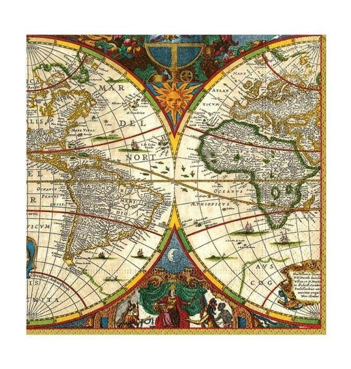 TWO Individual Napkins World Map Lunch for Decoupage (1210)
