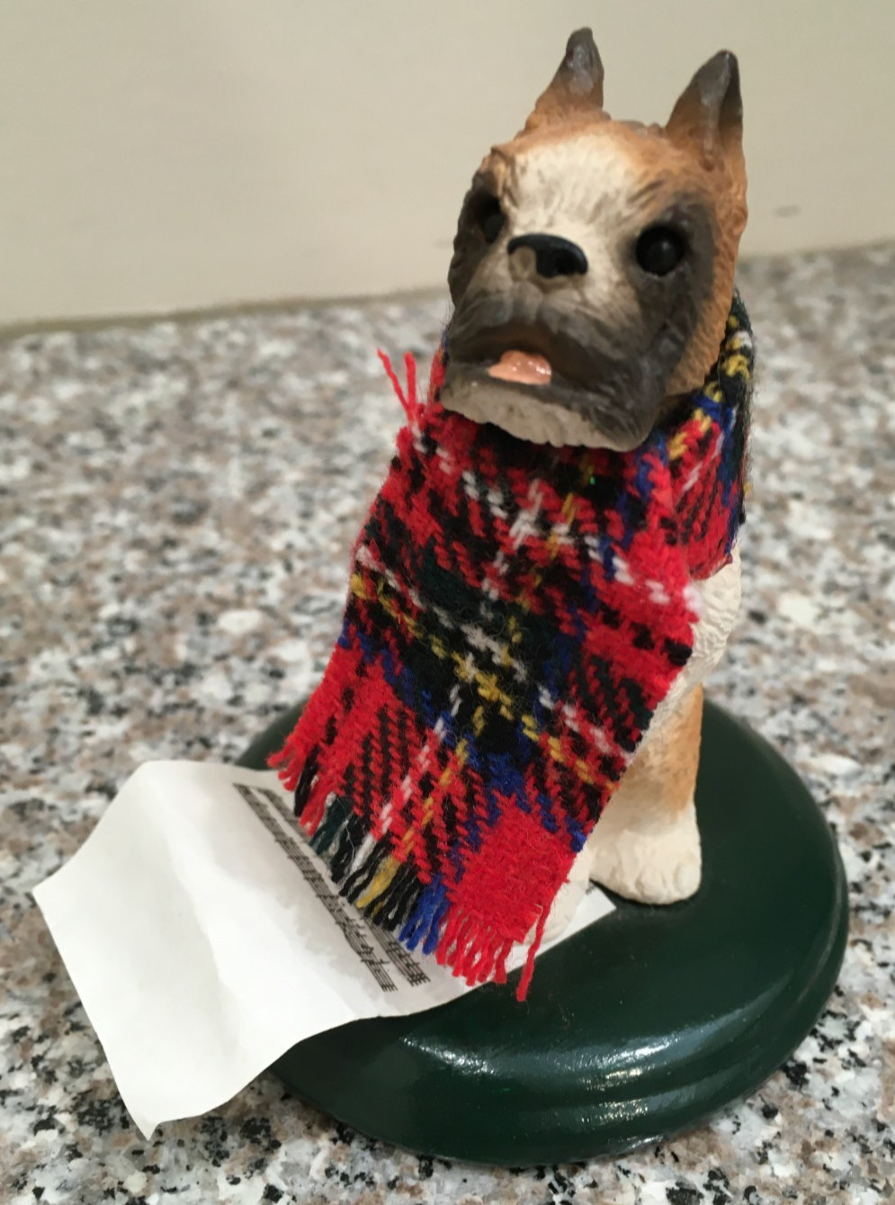 Byers Choice Carolers 2012 Boxer Dog with Plaid Scarf Figurine Accessory