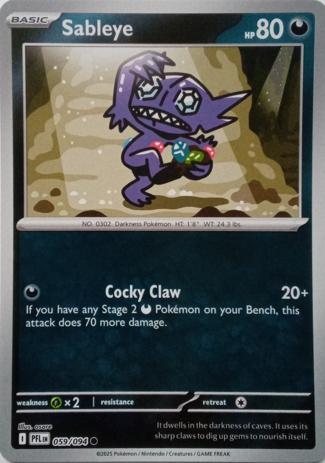 059/094 SABLEYE REVERSE HOLO PHANTASMAL FLAMES POKEMON CARD