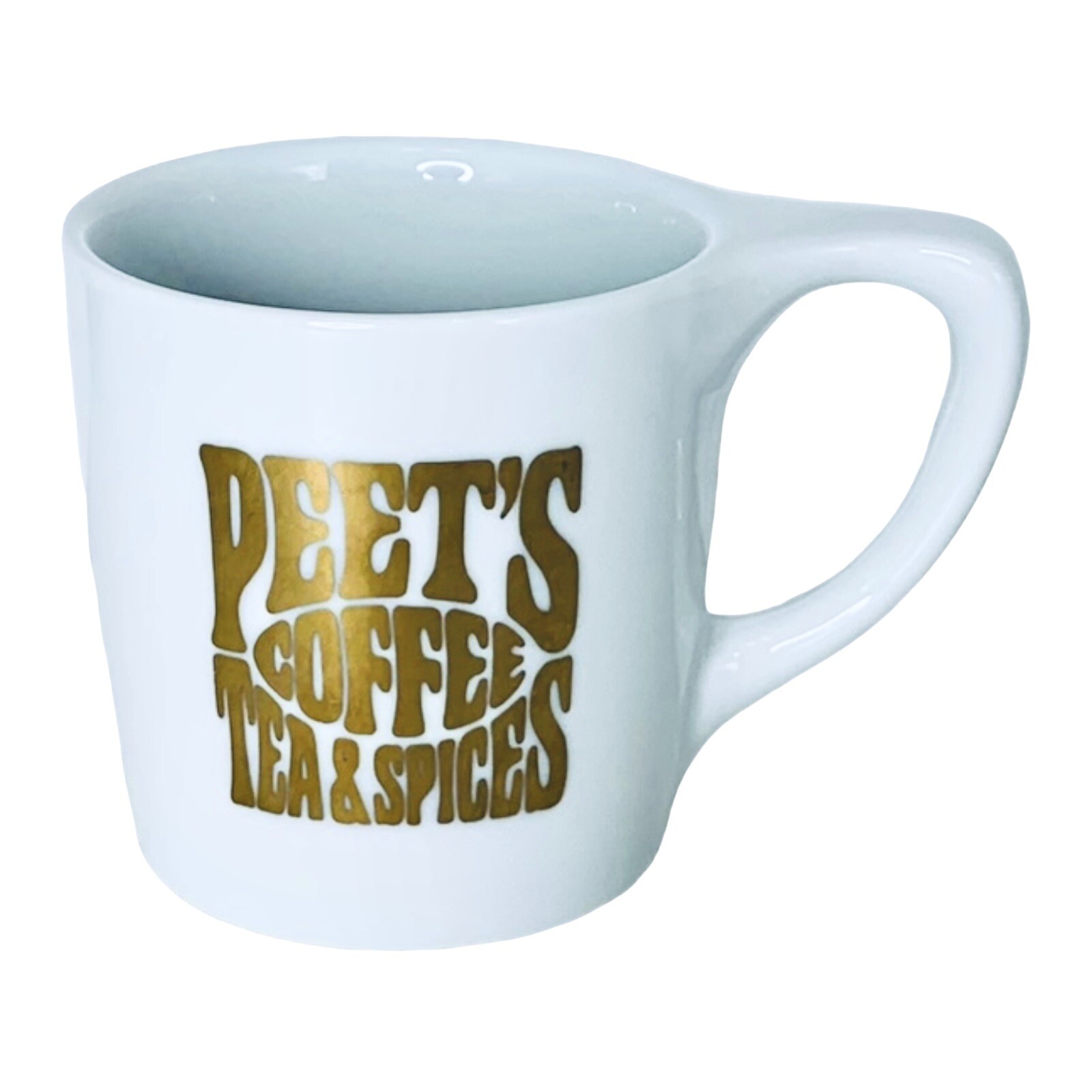 Peet’s Coffee Tea & Spices notNeutral White Gold Lettering Mug NEW