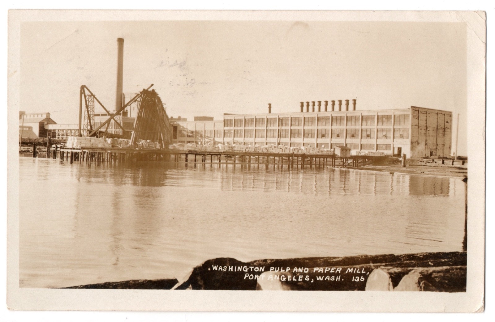 Real Photo Postcard RPPC Washington Pulp Paper Mill Port Angeles WA Posted 1924