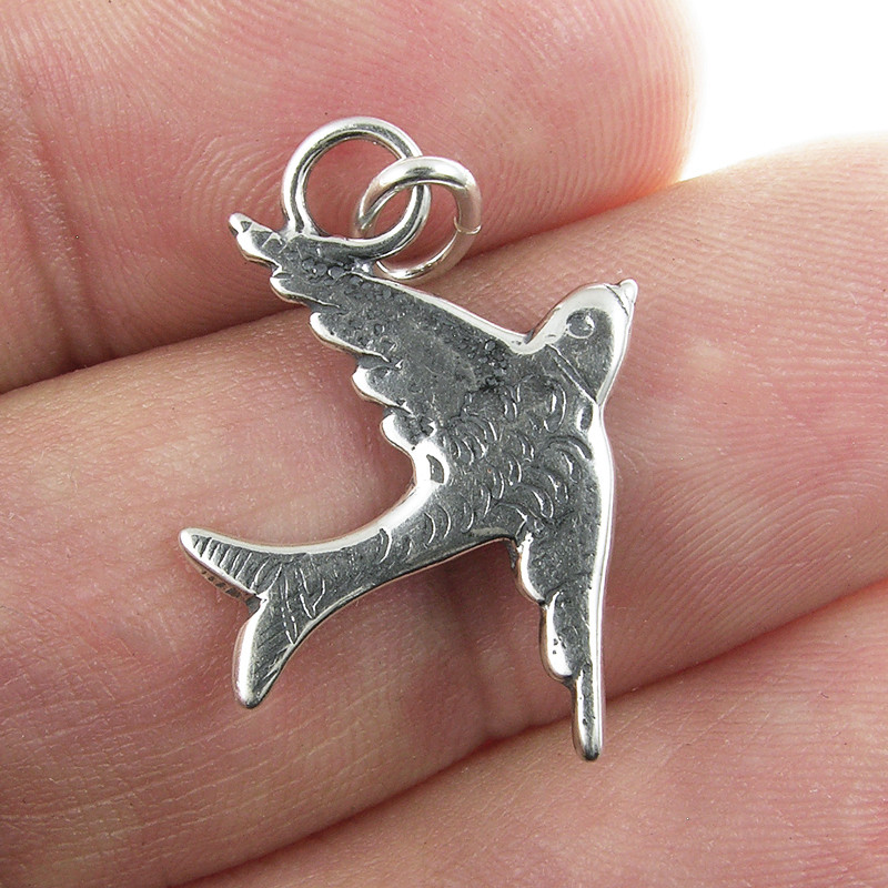 Solid sterling silver SWALLOW MILAGRO charm (MN-19)