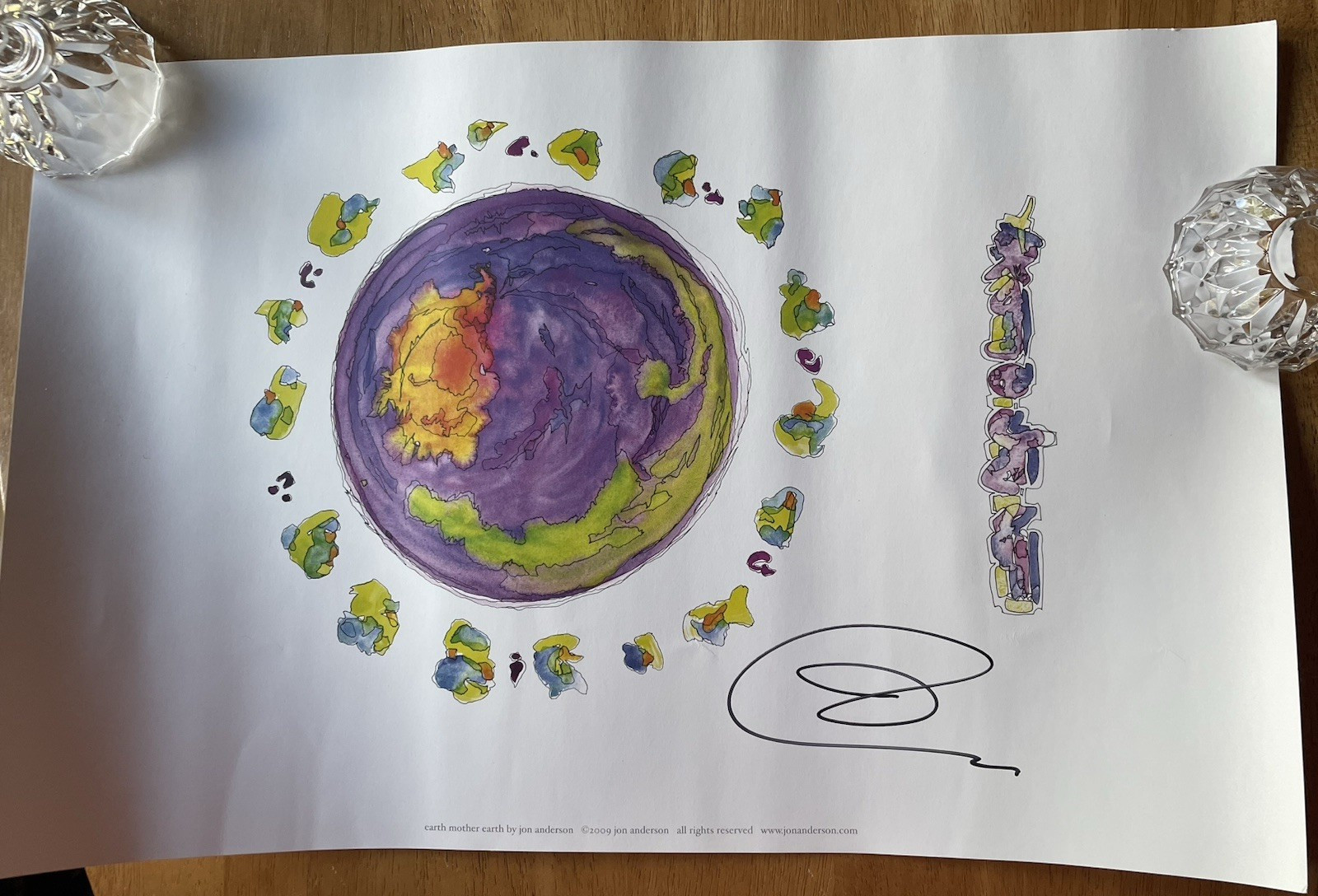 “YES” Singer Jon Anderson Autograph Poster “Earth Mother Earth”