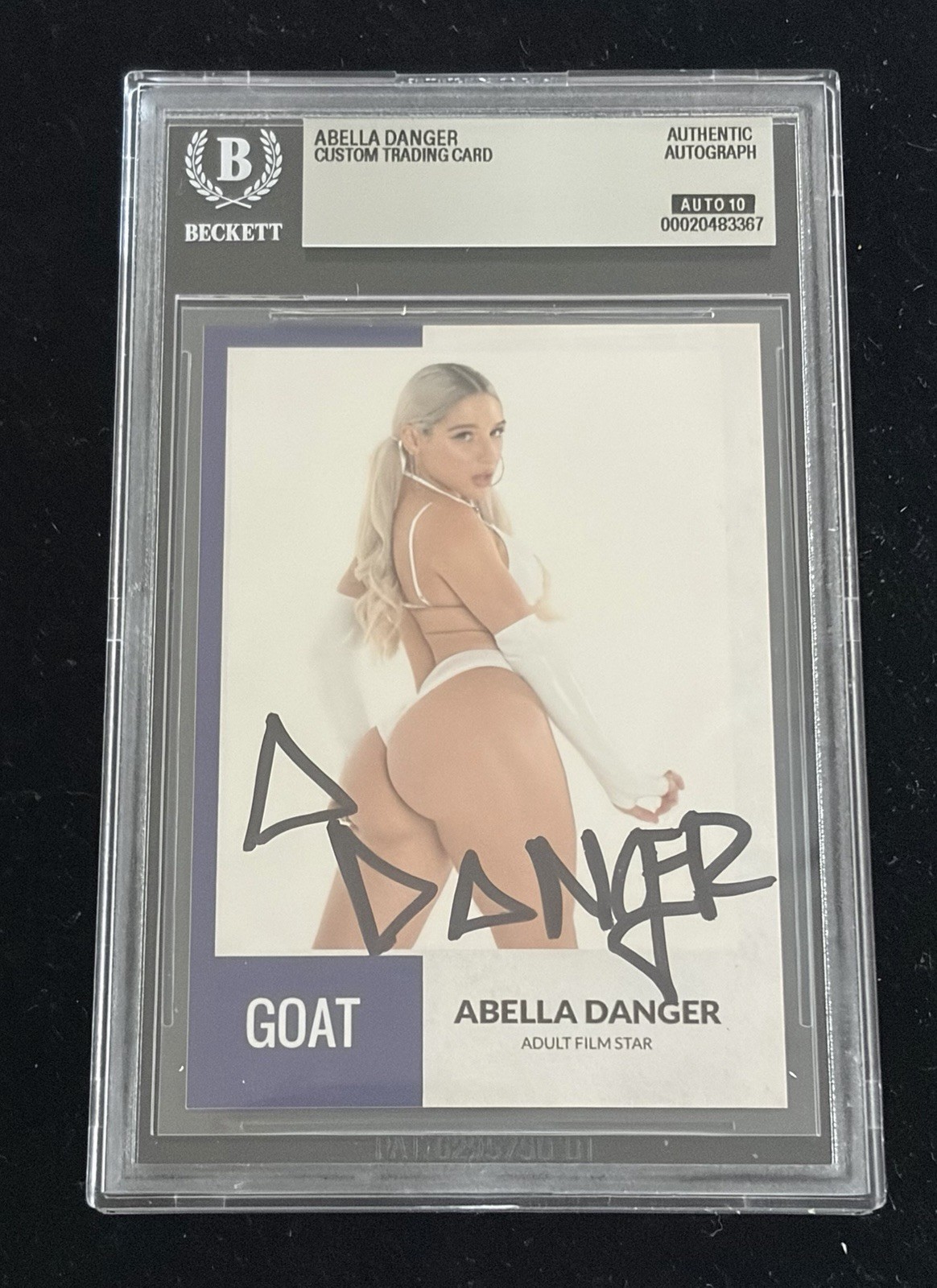 Abella Danger Signed Custom Trading Card Beckett Encapsulated Autograph Grade 10