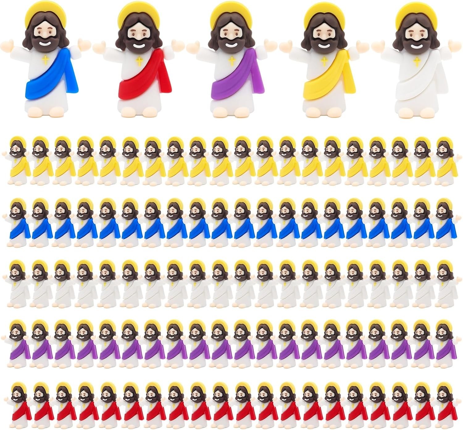 100 Pack Little Jesus Figures Loves You, Tiny Mini Jesus Figurines in Bulk