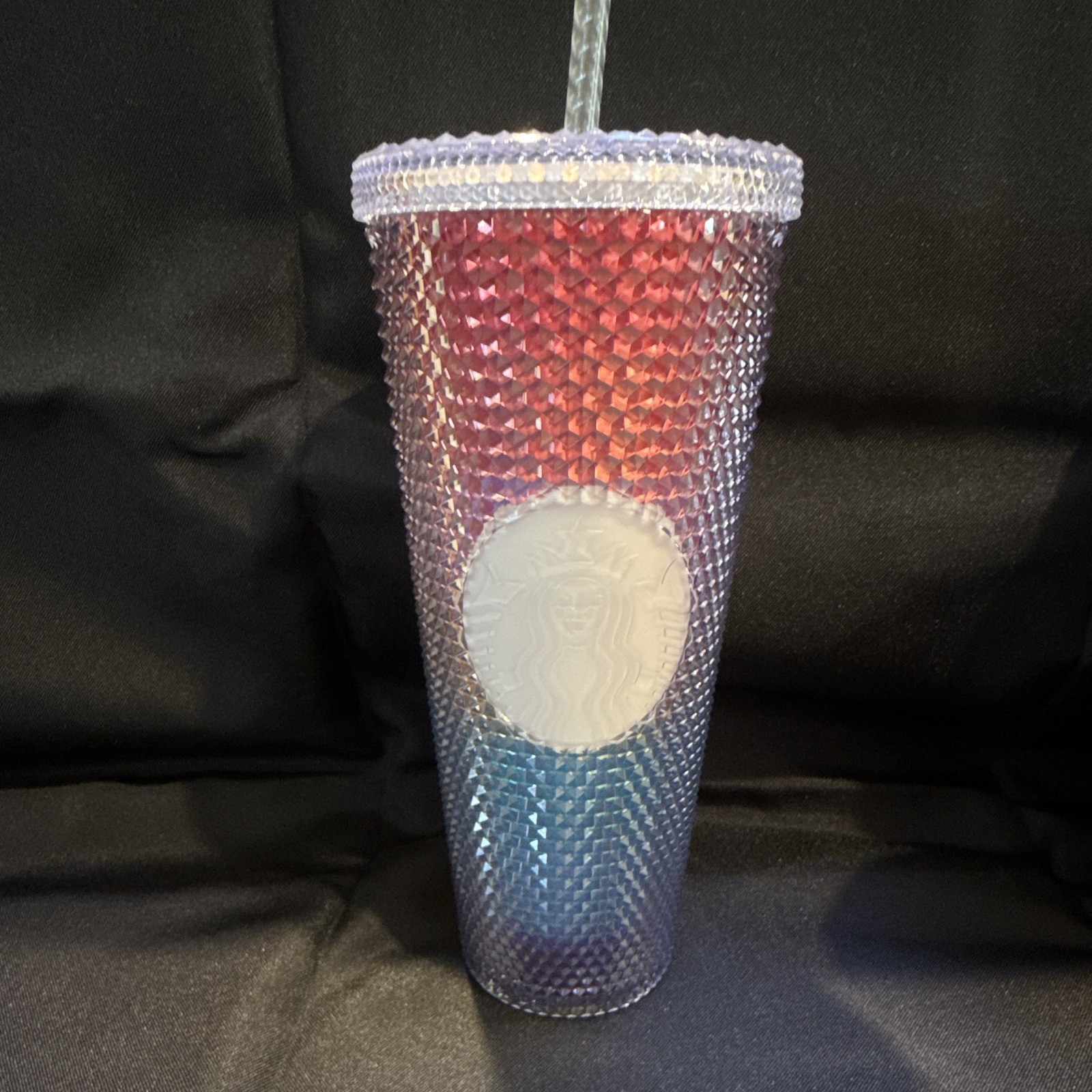 Starbucks Studded Gradient Pink Purple Blue Cold Cup Tumbler w/ Straw