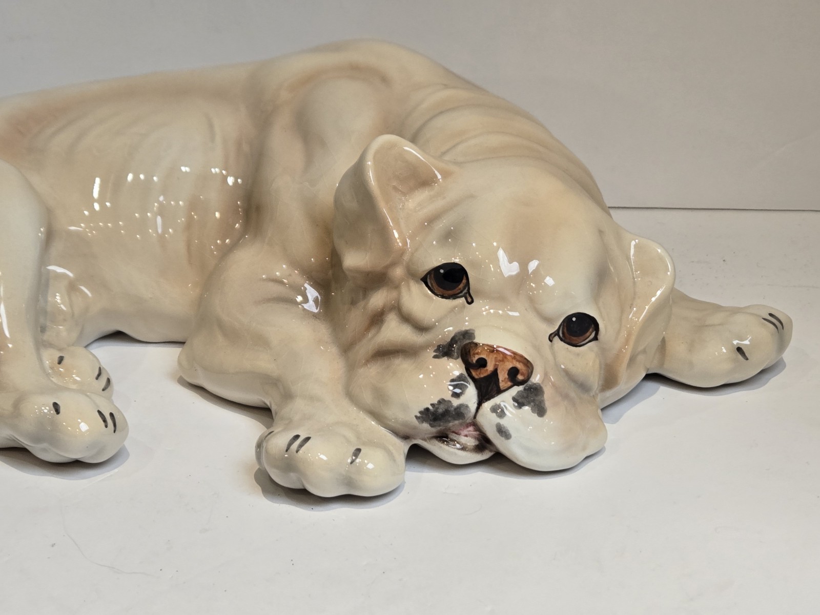 Rare Large 17″ Boxer Resting Dog Ceramic Statue Giovanni Ronzan ITALY MCM