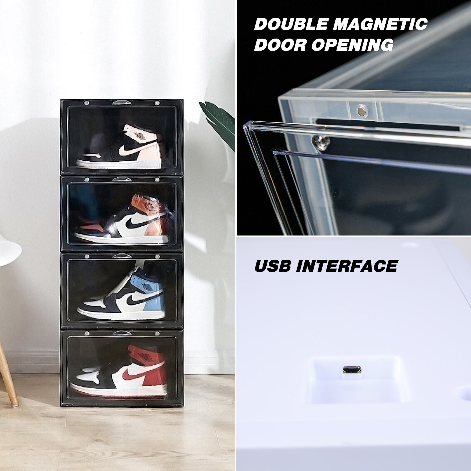 Unique Shoe Storage Box Container LED Light Levitating Floating Sneaker Display