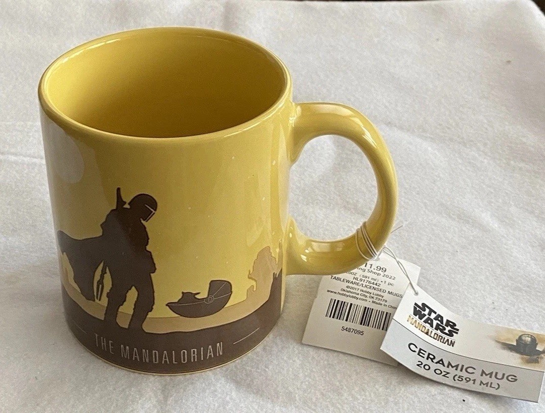 Star Wars The Mandalorian Ceramic Coffee Mug Cup 2017 Yellow & Brown New