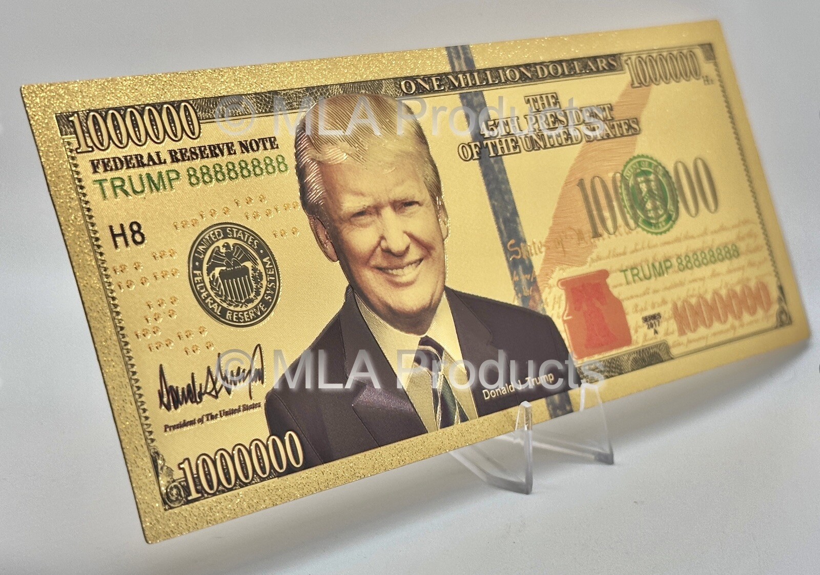 ✅ President Donald Trump 24K Gold 1 Million Dollars w Sleeve and Display Stand ✅