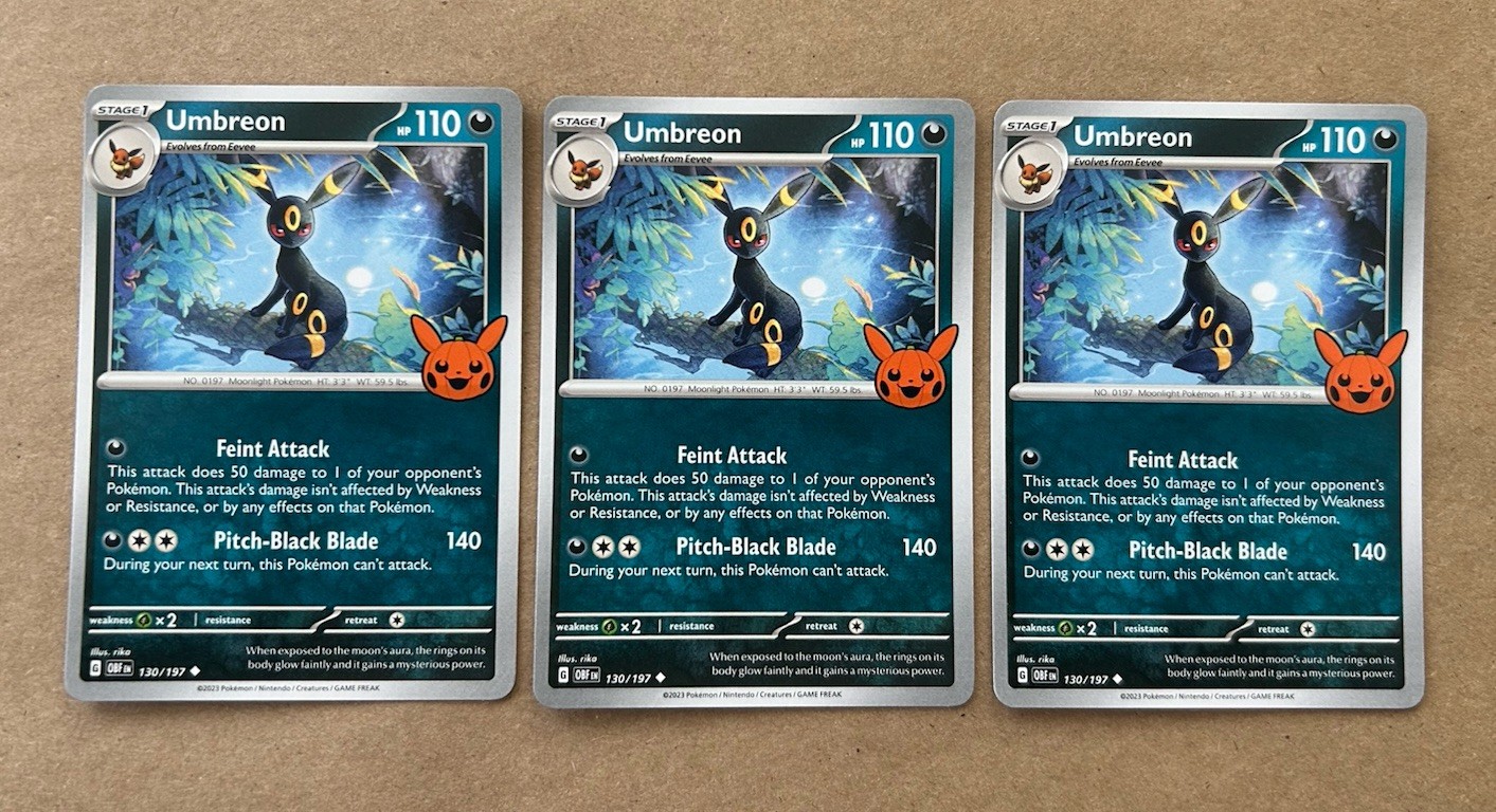 Umbreon 130/197 Trick or Trade LOT of 3x Pokemon