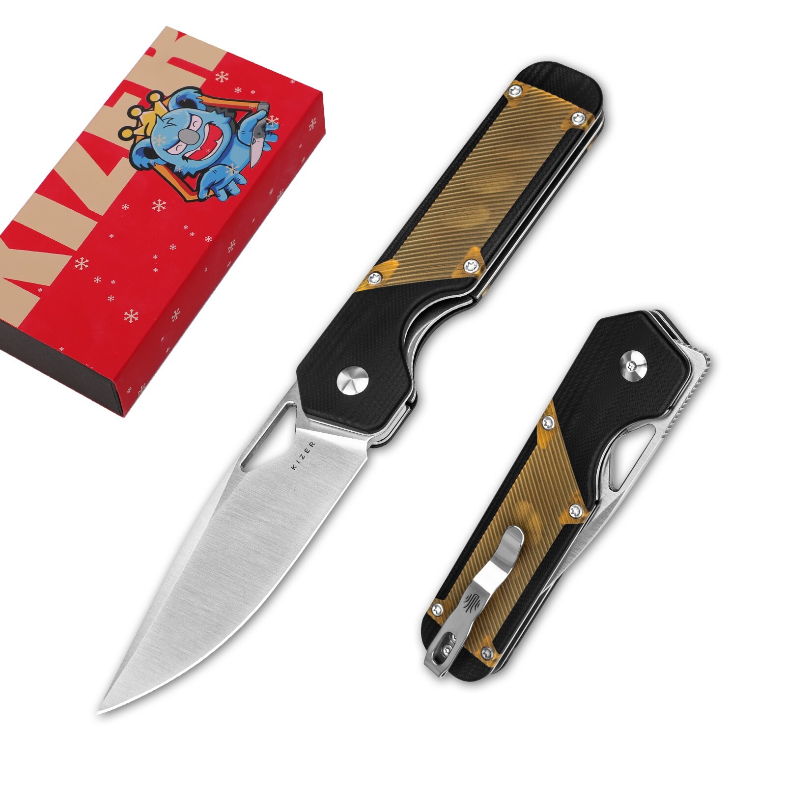 Kizer Militaw EDC Pocket Knife, 3.36” 154CM Blade Camping Folding Knife V3634C1