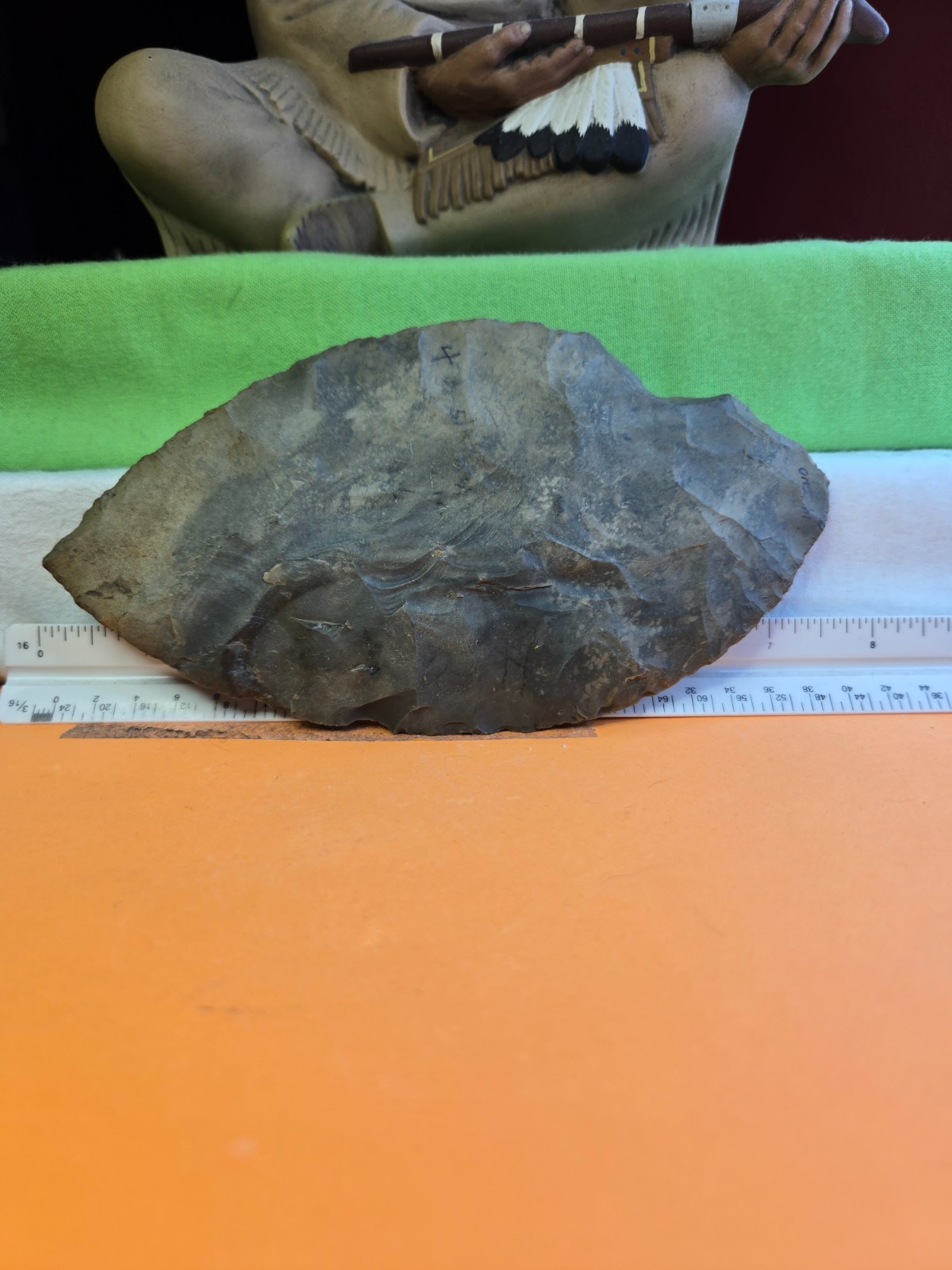 Authentic Huge cache blade made of Horn stone found 5/15/54 from Ind.