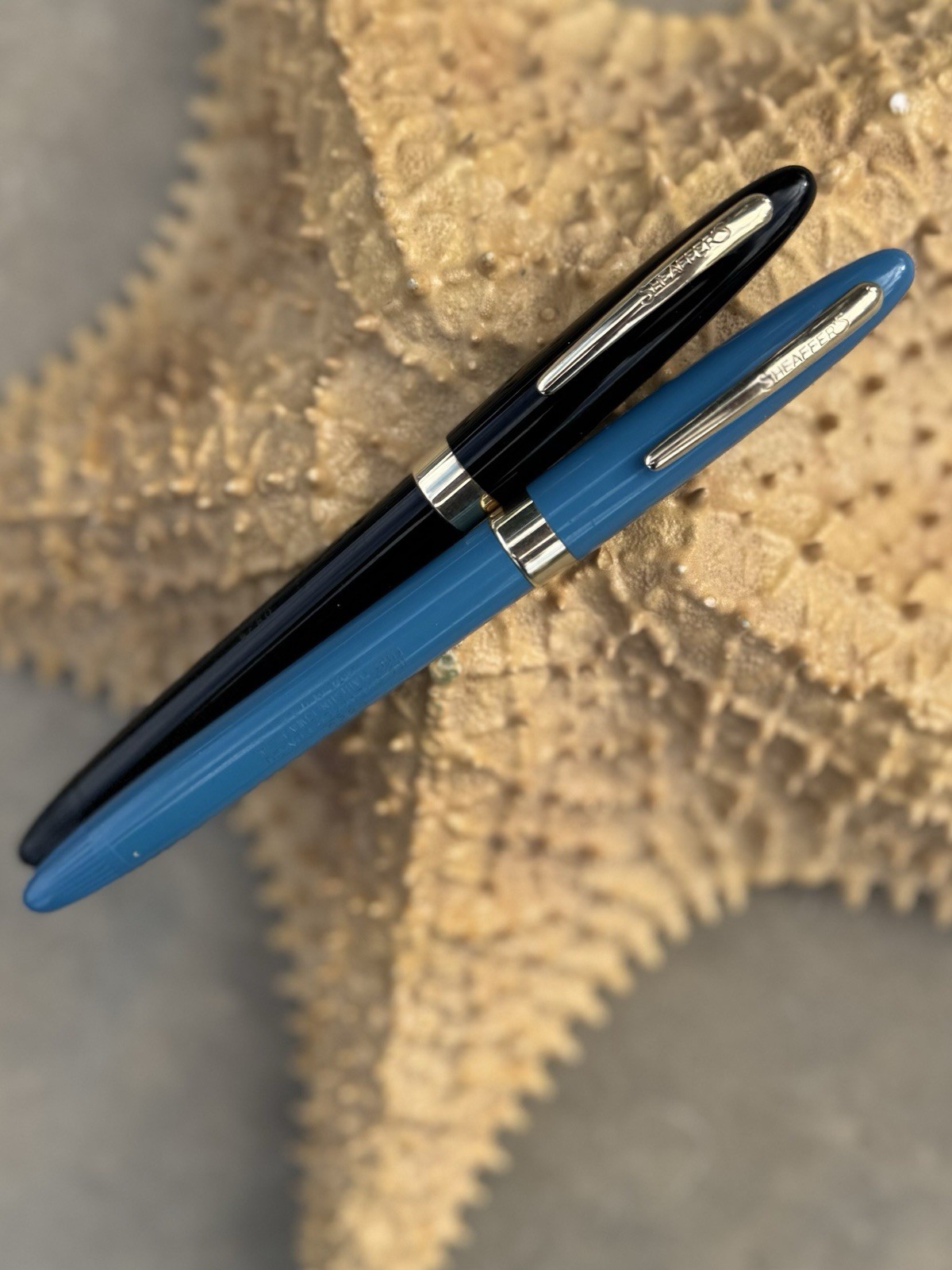BLACK & BLUE Vintage Sheaffer Fountain Pens Sheaffer 14k Gold Nib From Late 50’s
