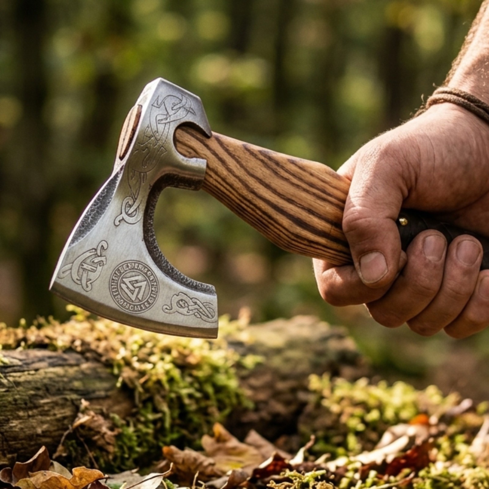 Custom Forged Handmade Viking Hatchet Knife 13” – Carbon Steel Camping Axe