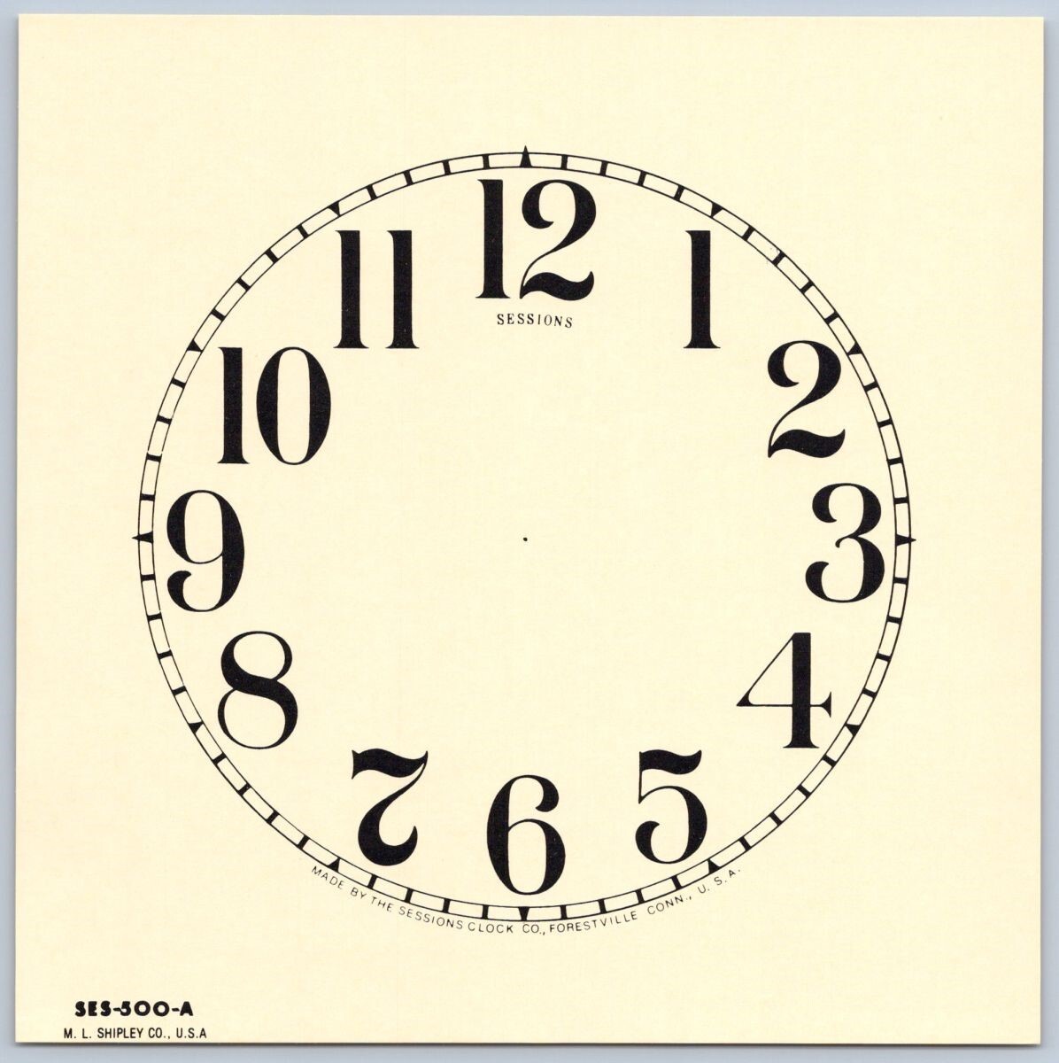 Replacement Clock Face Dial Sessions SES-500-A Arabic Cream Card Stock Paper 5″