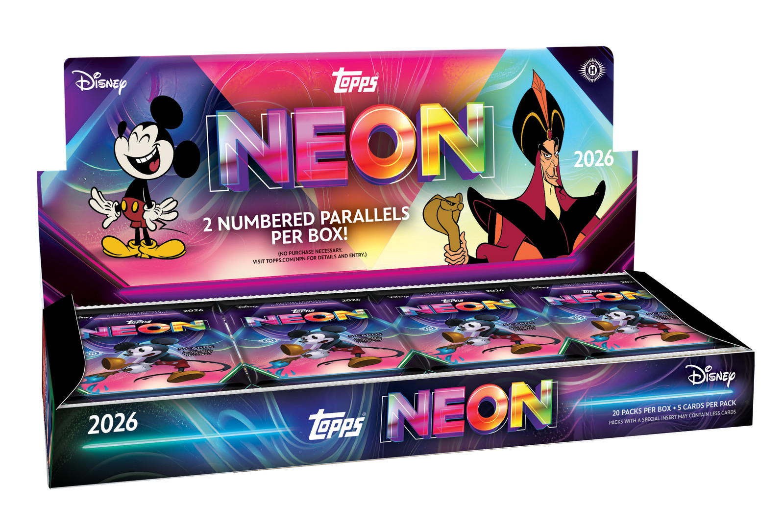 2026 TOPPS DISNEY NEON HOBBY BOX (100 Cards) w/Chrome Brand New Presale QTY