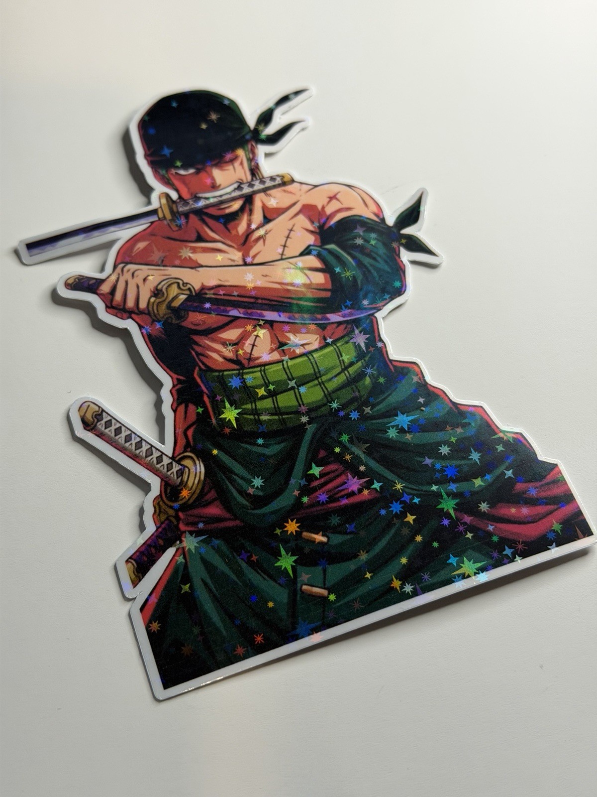 Zoro Holo Sticker Vinyl Waterproof/ One Piece Zoro Sticker 4.5inx3.1in Unbranded
