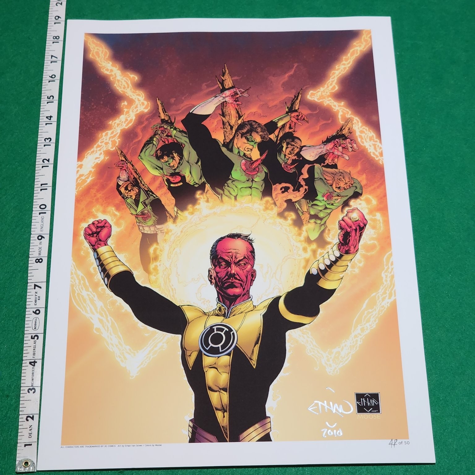 Green Lantern Ethan Van Sciver Signed Sinestro Comic Art Print LE AP 19×13 DC