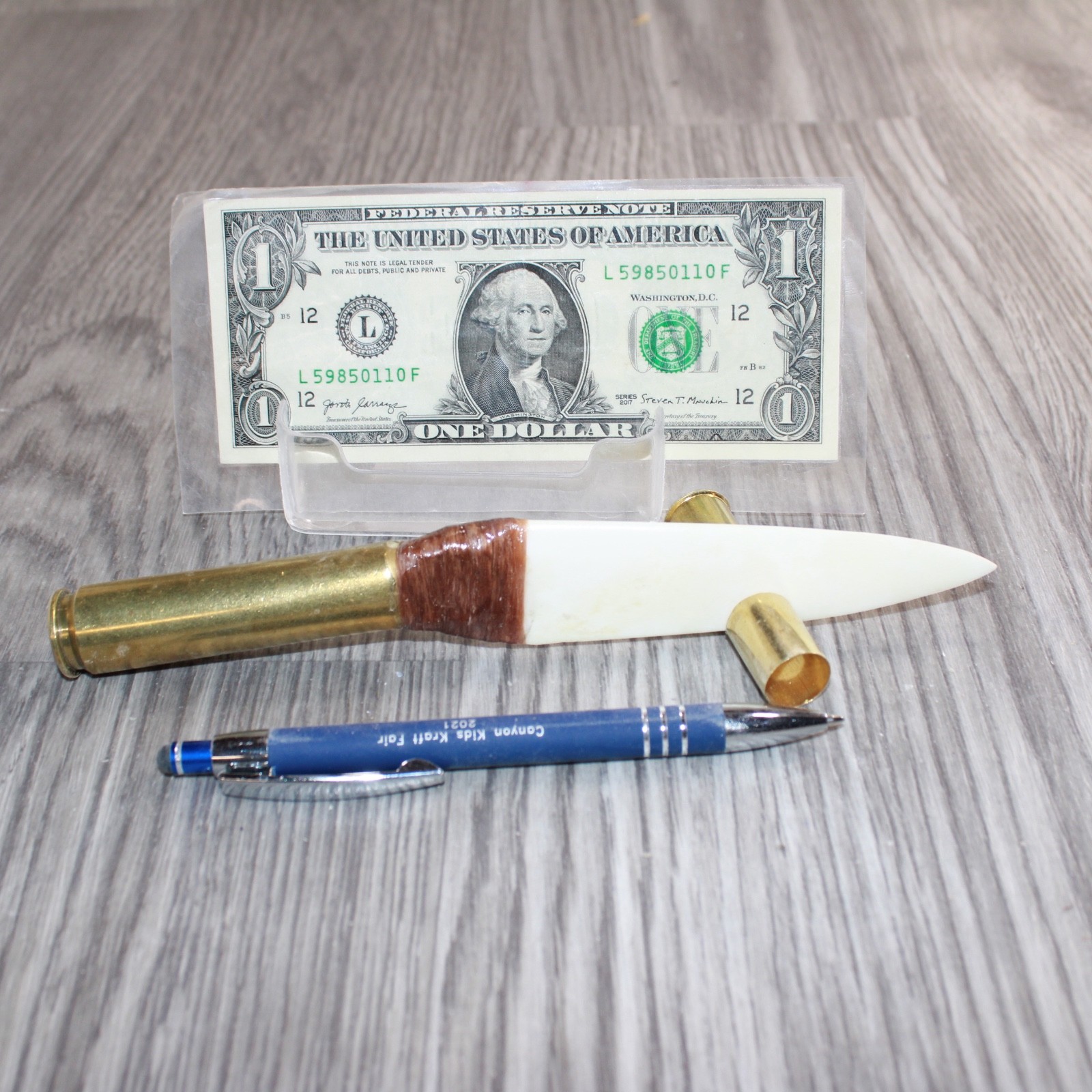 50 Cal Shell Casing Handle Bone Blade Ornamental Knife #33166 Mountain Man Kn