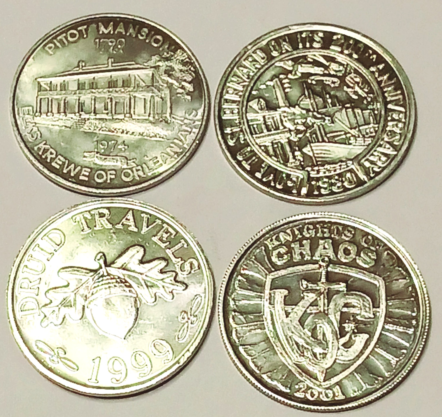 Vintage Mardi Gras Doubloon Lot 1974 1980 1999 2001 Knights of Chaos Druids Elks