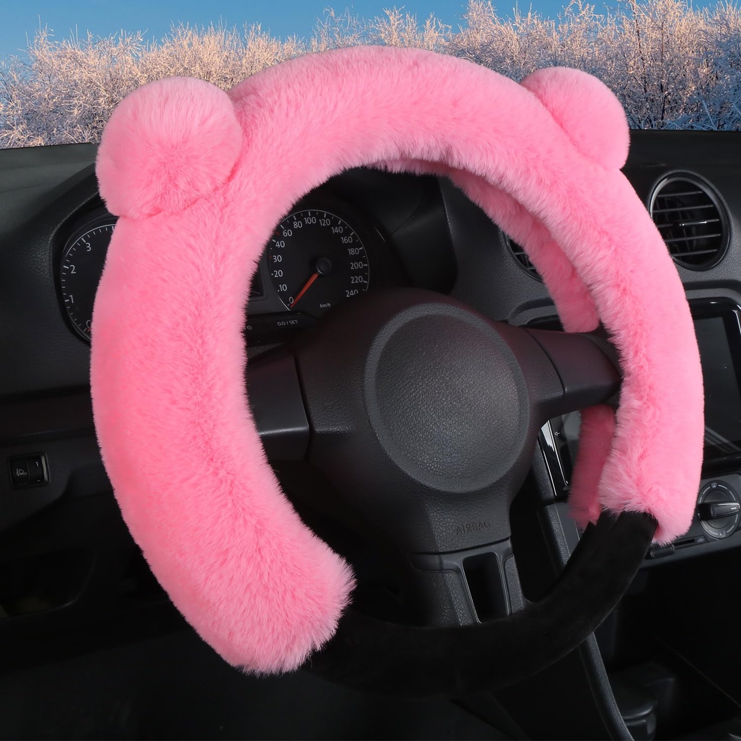 Universal Fluffy Steering Wheel Cover Fashion Cute Cartoon Shape Winter Car W…