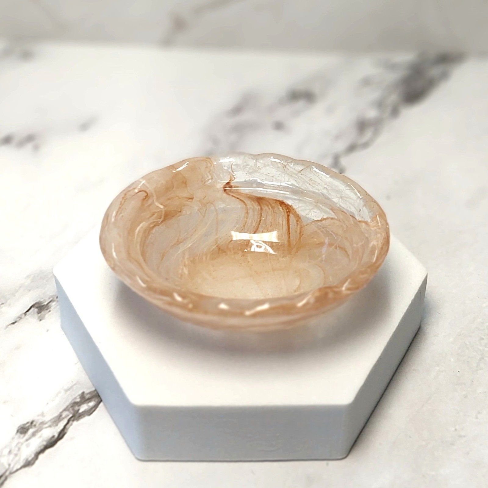 Chocolate Swirl Hen on Nest Mini Chicken Salt Dish, Depression Style Glass