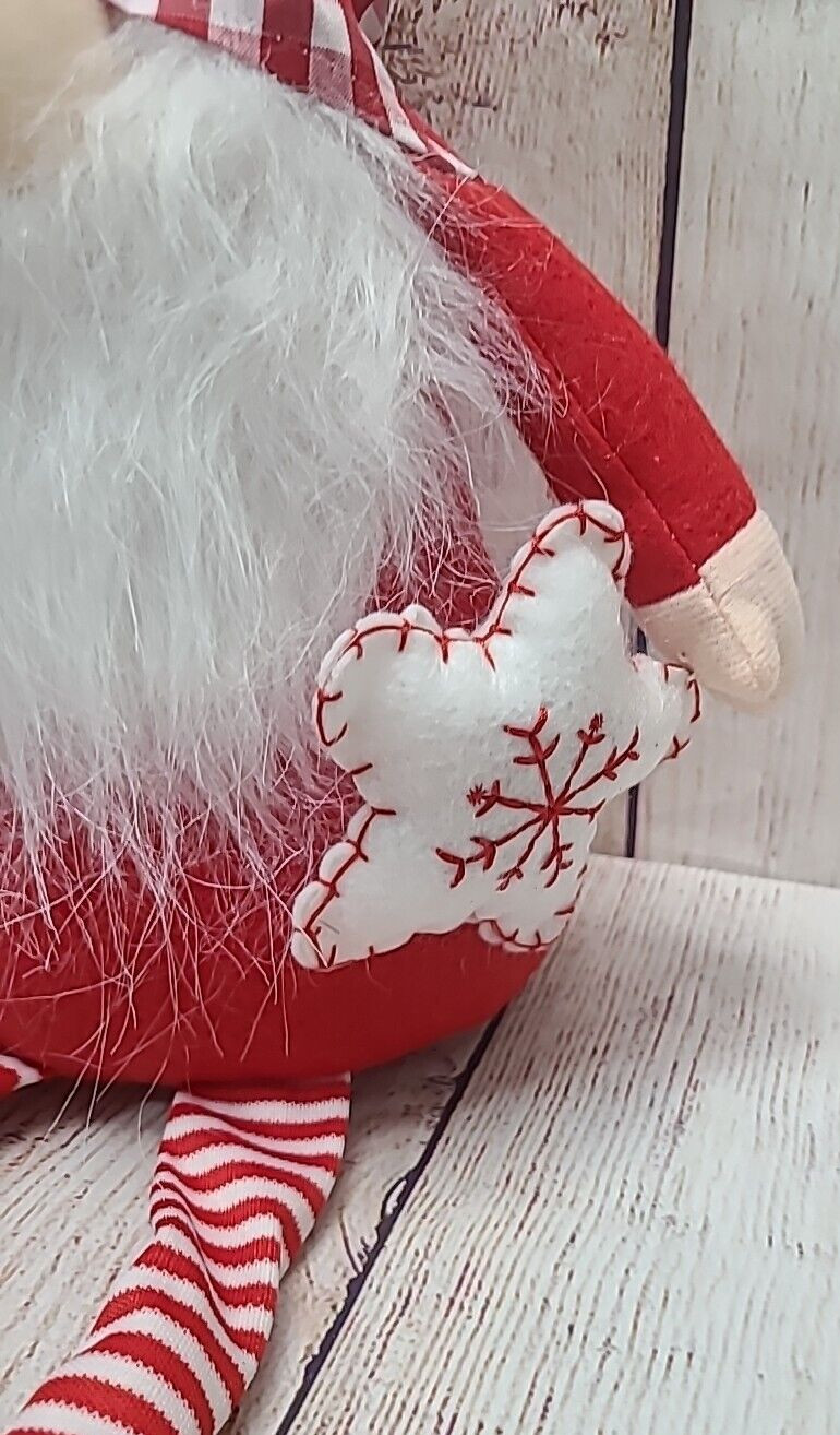 Christmas Holiday Gnome Shelf Sitter Table Decor Door Stopper Red White 21″