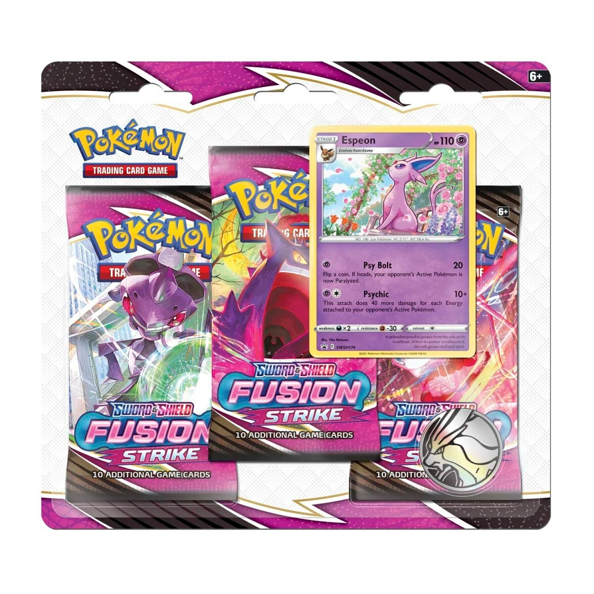 Pokemon Sword & Shield Fusion Strike 3-Pack Blister Pack Espeon Factory Sealed