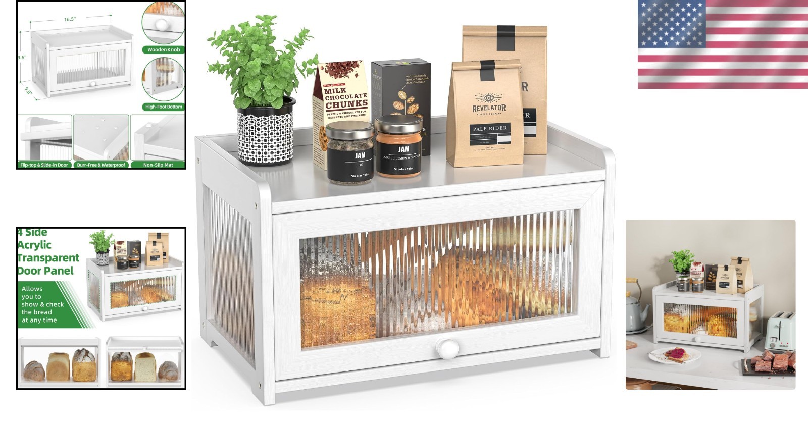 Functional Bamboo Bread Box with Clear Window and Ample Storage – Hand Wash Only
