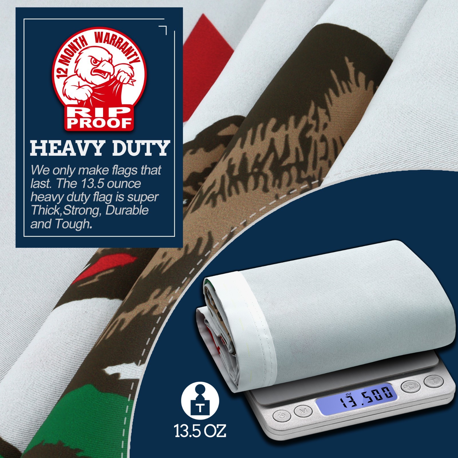 Anley Rip-Proof Technology Double Sided 3-Ply California State Flag 3×5 Foot