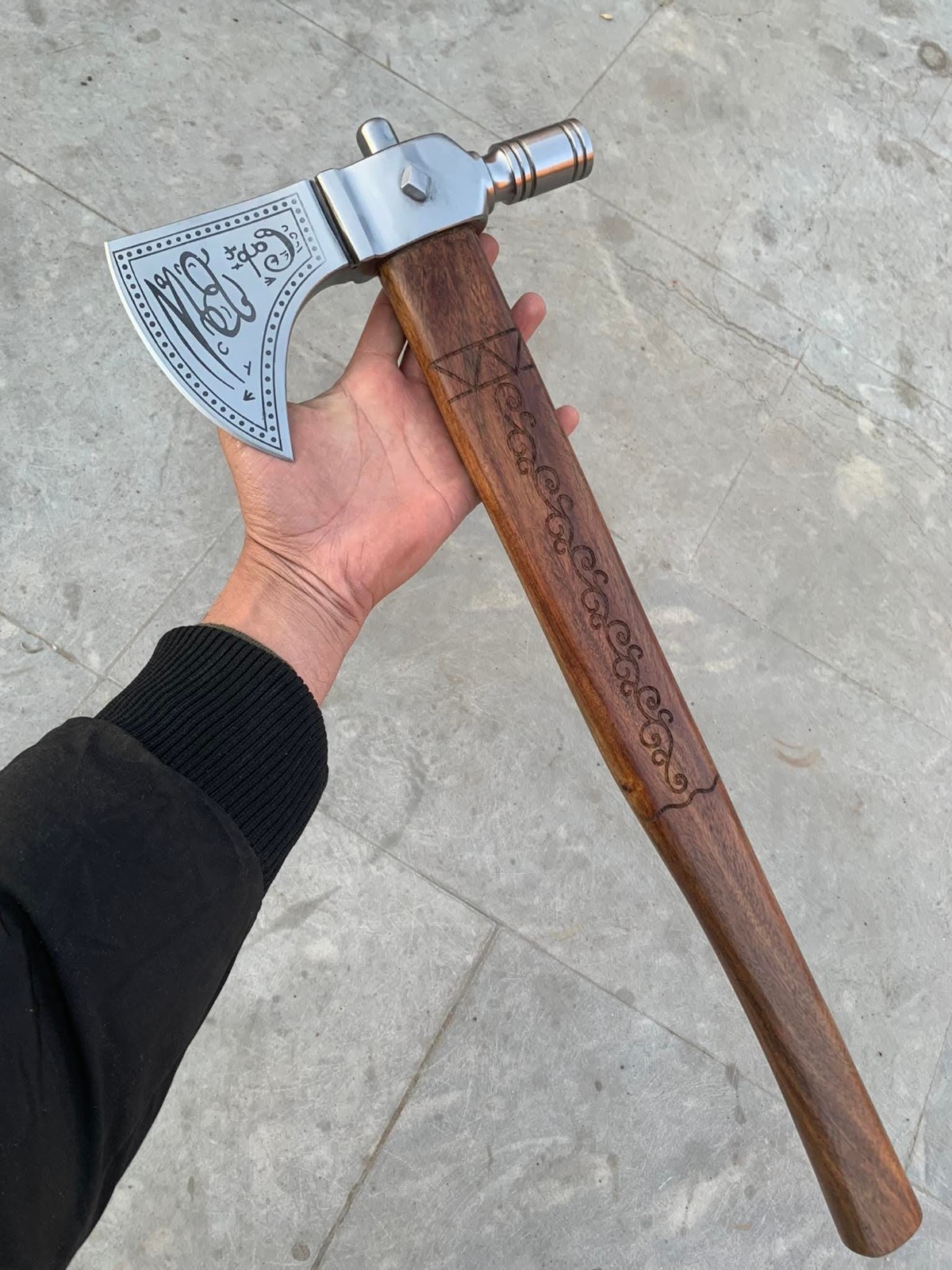 The Patriot Tomahawk – 5160 Steel Mel Giben Axe With Rosewood Shaft & Sheath