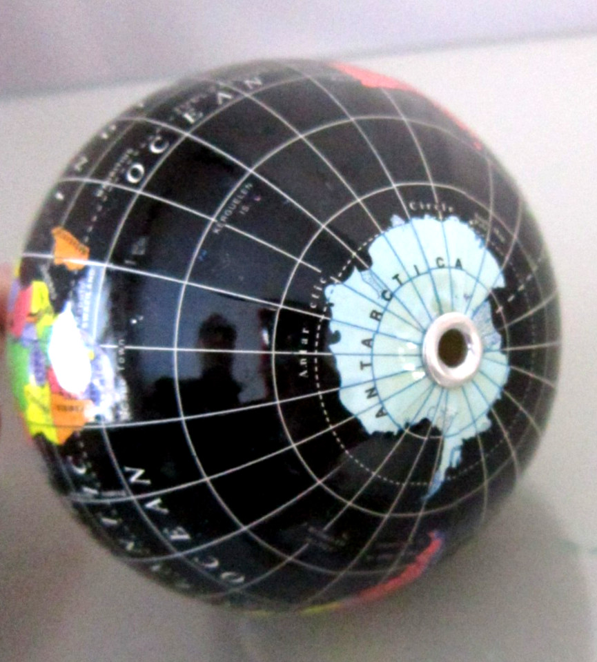 Black Globe World Map America Circle Hanging Holiday Christmas Ornament 3 1/4″