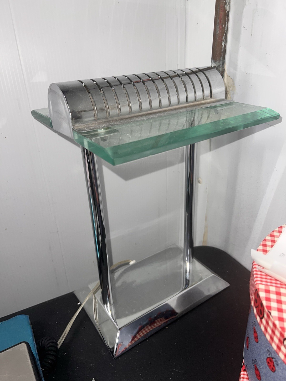 Vintage Chrome Post Modern Memphis Design Post 1980s 90s Lamp Light Mid Century*
