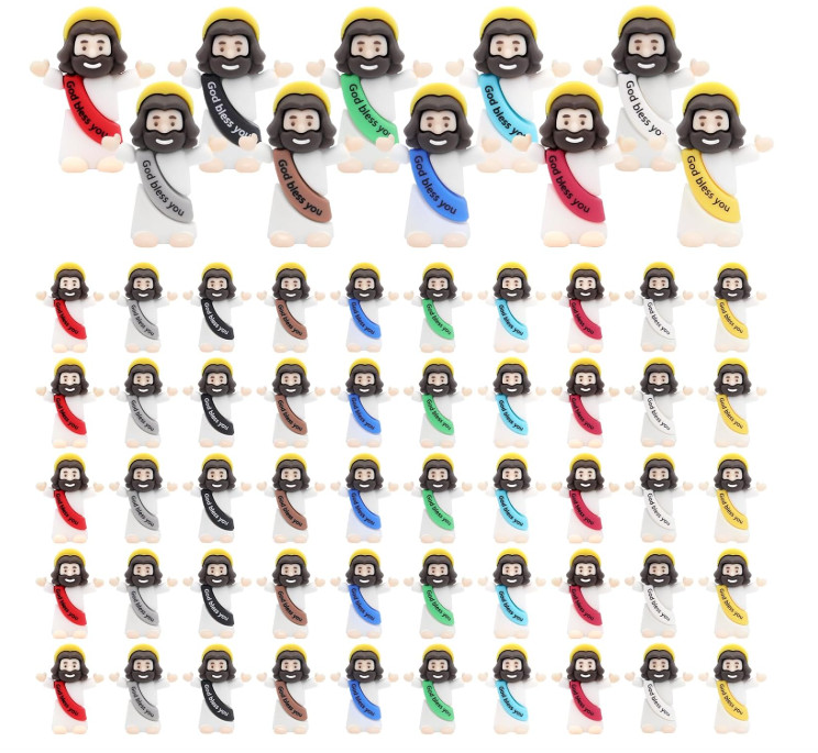 Little Mini Jesus Figures Gold Bless You,50Pcs Small Jesus Figurines in Bulk fo
