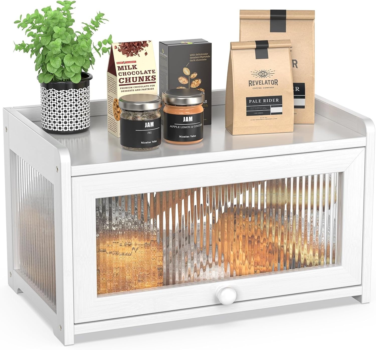 Functional Bamboo Bread Box with Clear Window and Ample Storage – Hand Wash Only