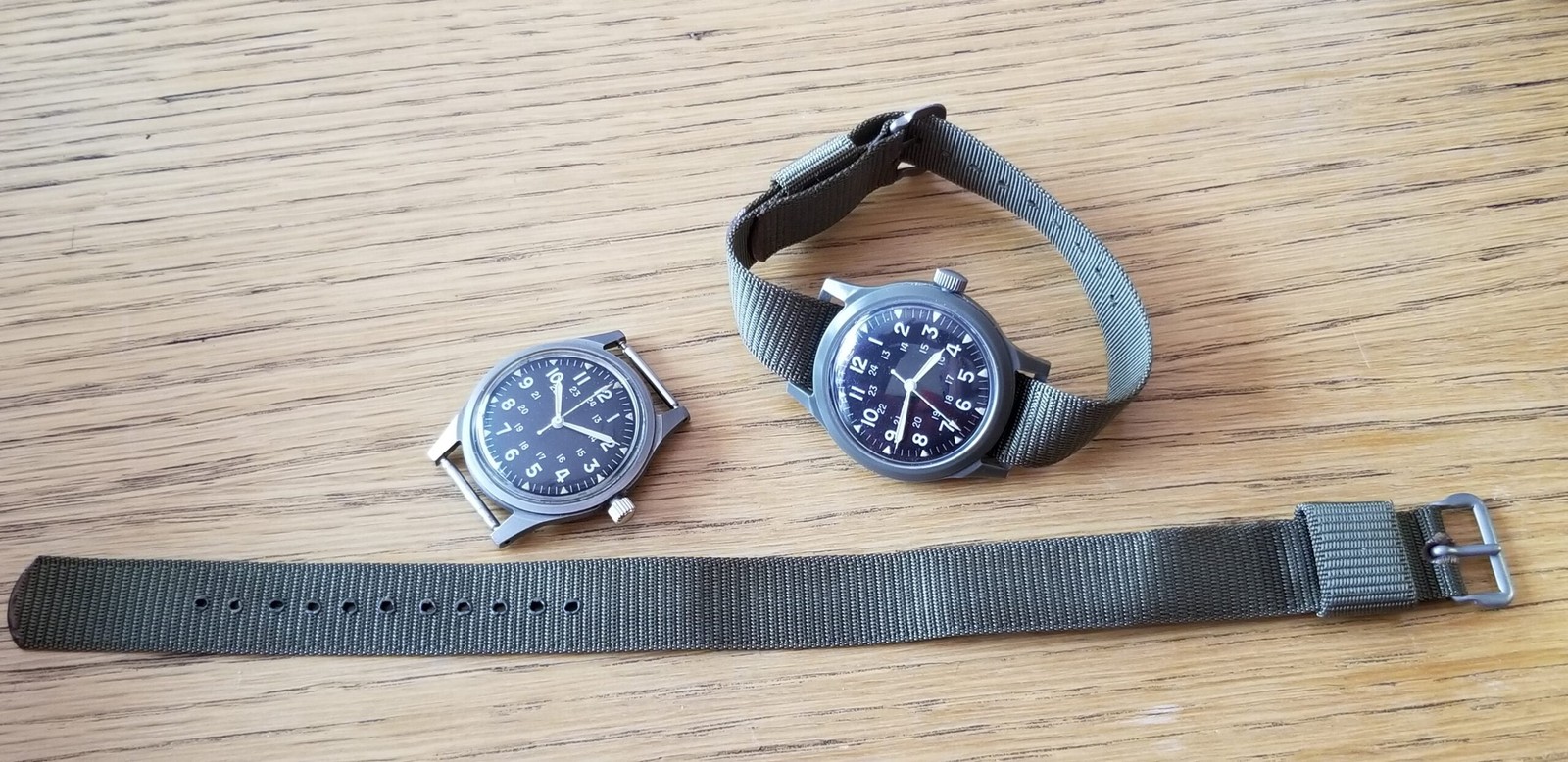 1965 NOS 16MM Vietnam War US military nylon watch strap OD green: 60 years old!