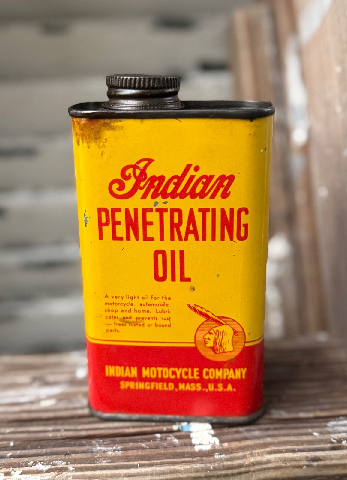 Rare Vintage Indian Motocycle Penetrating Oil Can Springfield MA Motorcycle