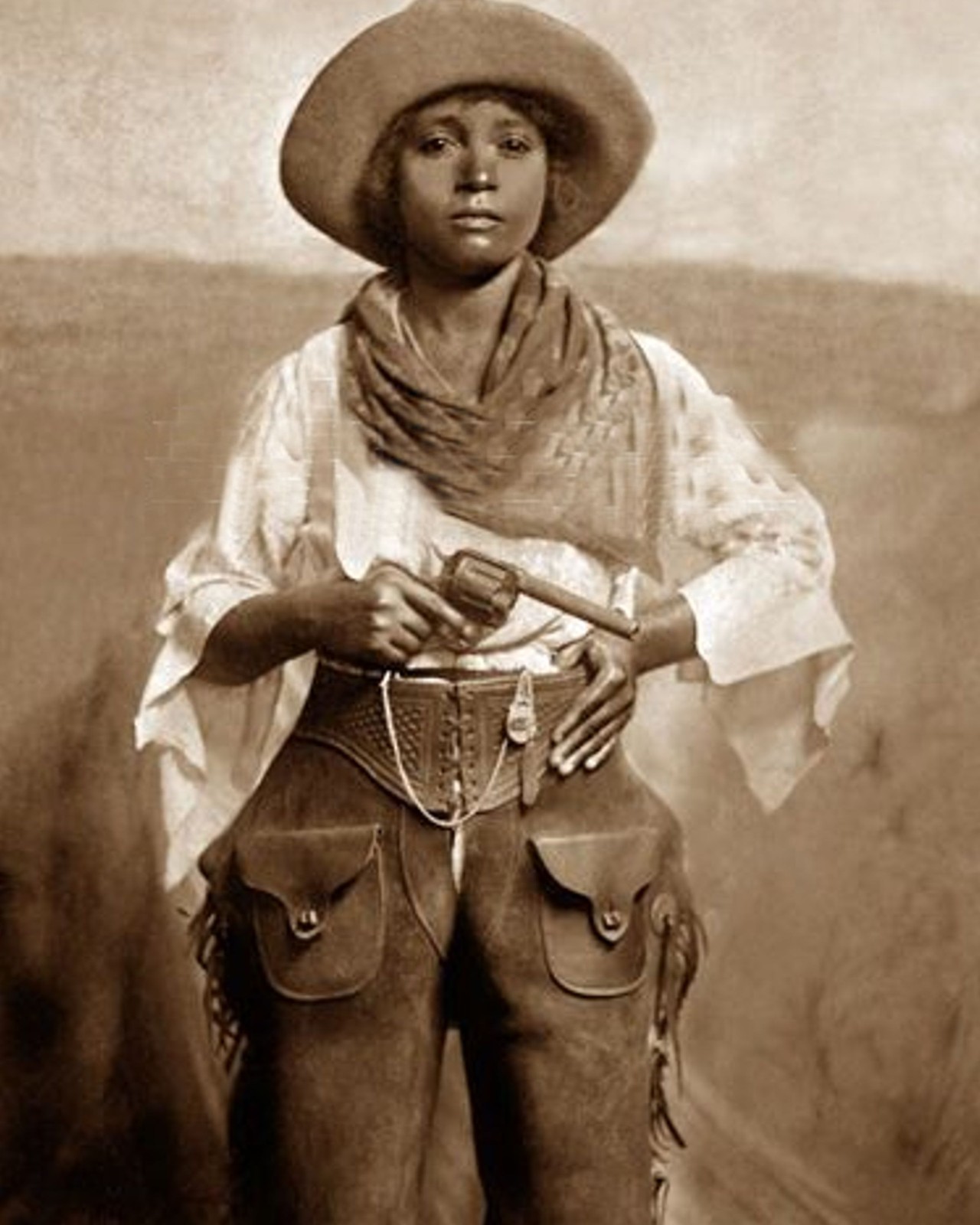 bLACK African American Cowgirl &Six Shooter 1880s 8 x 10 photo Vintage Old West
