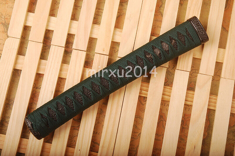 Black Rayskin Tsuka Dark Green Synthetic Silk Ito for Japanese Samurai KATANA