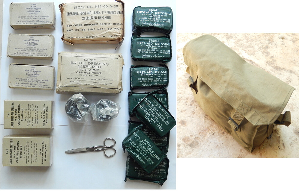 WW2 MILITARY FIRST AID DRESSING CARLISLE AND MEDIC BAG